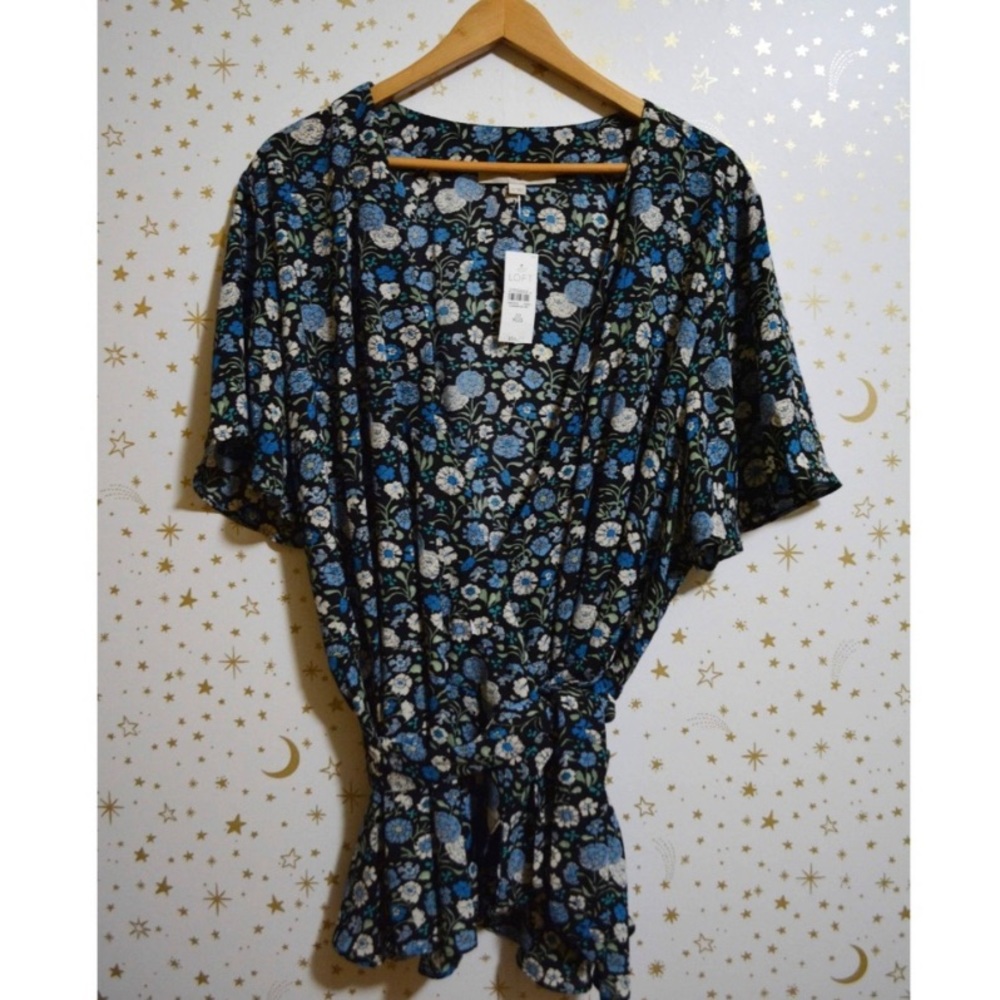 LOFT Plus Floral Wrap Blouse